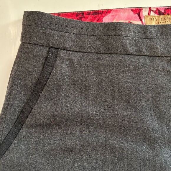 Ted Baker London Gray Wool Blend Lined Straight Leg Pants Size 2 - Picture 3 of 12